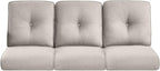 Pop 22x25/22x24 Outdoor Cushions for Patio Couch Chairs Set of 3 - High Back Comfy Outside Seat Cushions for Lawn Wicker Dining Rocker Glider Loveseat 3-Seater Sectional Sofa - Beige/Button