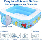 Kiddie Pool, 47"×35"×13" Inflatable Pool with Inflatable Soft Floor, Cool Summer Swimming Pool for Kids and Family, Blow Up Pool for Backyard, Garden, Indoor, or Outdoor