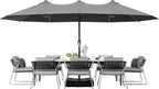 Joyside 15FT Large Patio Umbrella with Base Included, Outdoor Double Sided Umbrella, Rectangle Umbrella with Crank Handle, 12 Sturdy Ribs for Deck, Porch and Pool