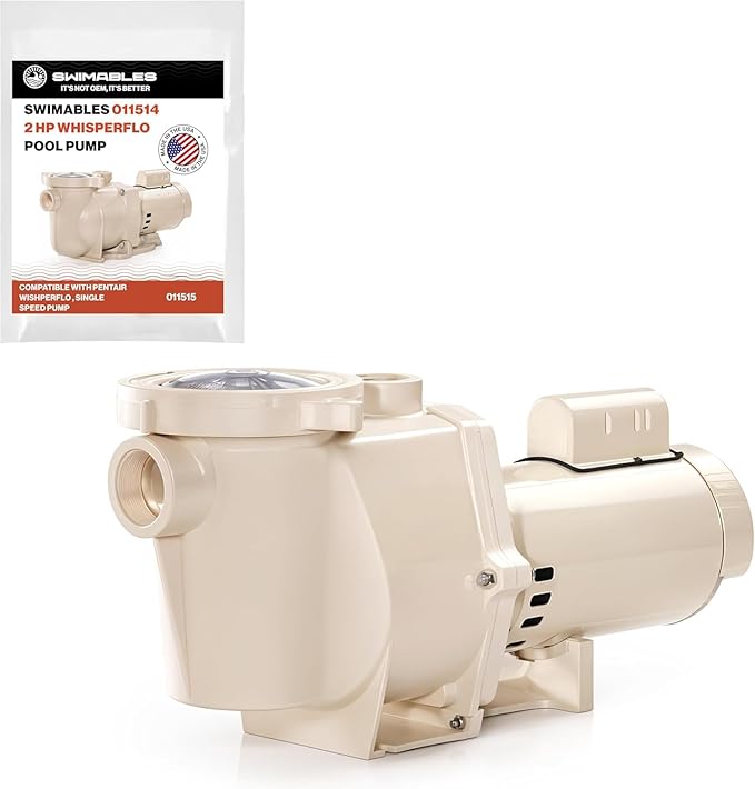 Swimables 011515 WhisperFlo 2 HP Single Speed Pool Pump - High Performance Premium WhisperFlo Pool Pumps Replacement - Quiet, Energy Efficient 2 HP Inground Pool Pump for Maximum Power