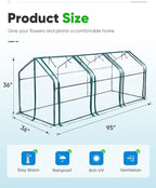 Quictent Portable Mini Cloche Greenhouse w/ Elevated Bottom, Reinforced High Light Transmission Waterproof UV-Resistant Hot House for Indoor Outdoor, w/ 50 T-Shaped Plant Tag, 95" x 36" x 36" (Clear)
