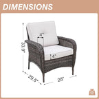 COOS BAY Vintage Courtyard Patio Chairs, Wicker Armchairs, Rattan Patio Dining Set of 2, Outdoor Seating for Deck or Balcony, Gray/Beige