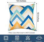Pyonic Pack of 2 Decorative Outdoor Waterproof Pillow Covers 18x18 Square Garden Outside Polyester Throw Pillow Covers for Patio Tent Couch Funiture, Colorful Blue Yellow