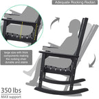 Oversized Rocking Chair, Outdoor Rocking Chair for Adults, All Weather Resistant Porch Rocker for Lawn Garden, 350lbs Weight Capacity