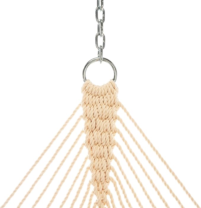 Original Pawleys Island Deluxe Oatmeal DuraCord Rope Hammock – 13 ft. x 60 in., 2-Person, 450 lb Capacity, Oak Spreader Bar, Zinc-Plated Hardware, Handcrafted in The USA