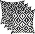 RSH DECOR: Square Throw Pillows Set of 4 | 17” x 17” | All-Weather Spun Fabric | Water and Fade-Resistant | Outdoor Accent Pillows for Patio Furniture | Black & White Aztec