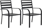 Outdoor Dining Chairs Set of 2, Aluminum Frame Stackable Patio Dining Chairs with Armrest, Wrought Iron Patio Bistro Chairs for Lawn, Backyard, Garden, Porch