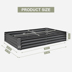 Domi Galvanized Raised Garden Bed, 8x4x1Ft Thickening Metal Planter Box for Vegetables Bottomless for Backyard Outdoor, 1" Deep w/ 228 Gallon Capacity - Dark Gray