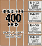 Aluf Plastics T-Tough Roll Pack Low Density Repro Blend Star Seal Coreless Rolls Bag, 45 Gallon Capacity, 46" Length x 40" Width, XXH Strength, Black (Pack of 400)