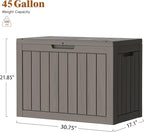 Outdoor Storage Box, Deck Box Waterproof 45 Gallon, Resin Outside Storage, Storage Bin for Package Delivery, Patio Furniture Cushion, Pool Accessories, Weatherproof and UV Resistant, Grey