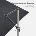 PURPLE LEAF 10' X 13' Patio Umbrella, Rectangle Outdoor Cantilever Umbrella, Aluminum Offset Umbrella with Champagne Frame and 360° Rotation for Pool Deck Garden, Black