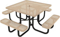COATEDOUTDOORFURNITURE Heavy-Duty Portable Outdoor Picnic Table with Umbrella Hole, Punched Steel Commercial-Grade Patio Dining Furniture Made in America (46" Square Top, Tan)