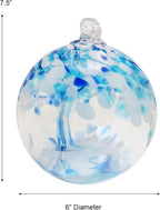Dale Tiffany Hand Blown Glass, 6" Diameter Aqua, Tree of Life Collection, Witch Globe Hanging Garden Indoor/Outdoor Decorative Ornament Gazing Ball