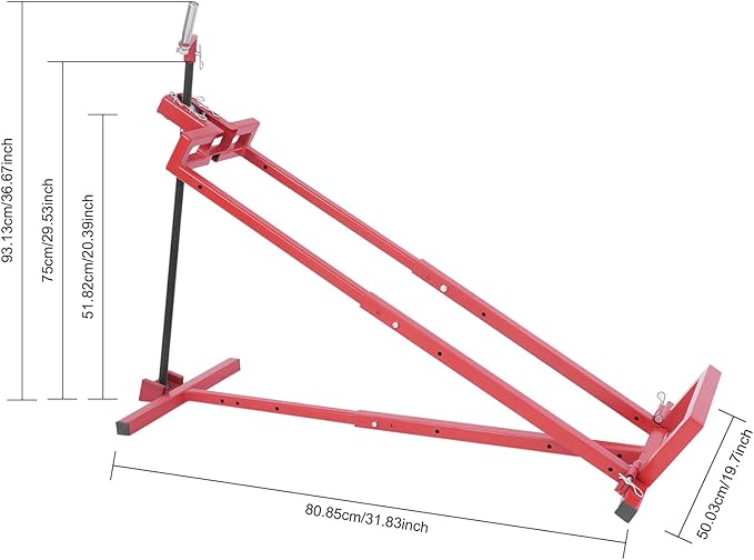 Lawn Mower Lift Jack,880 Lbs Capacity Telescopic Maintenance Jack Lawn Tractor Lift Tools Repair Bracket with Crank Handle,Foldable Ride on Lawn Tractor Lifter for Lawn Mowers and Garden Tractors,Red