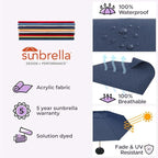 Midtown Umbrellas The Wooden 8 Feet Patio Umbrella With Sunbrella Spectrum Indigo Acrylic Fabric - Aluminum Frame Market Umbrella For Backyard, Deck, Garden, Pool - Wooden Pole