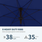 PatioKingdom Auto-Tilt 9FT Patio Umbrella Outdoor with 8 Sturdy Fiberglass Ribs,Market Table Umbrella for Pool,Backyard,Deck and Garden