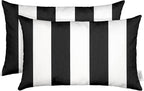 RSH DECOR: Sunbrella Lumbar Throw Pillows Set of 2 | 20" x 12" | Water and Fade-Resistant Performance Fabric | Outdoor Pillow Covers with Down-Alternative Inserts | Cabana Classic