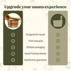 Red Cedar Sauna Bucket and Ladle Set 4L (1 Gallon) - Natural Rope Handle - Premium Red Cedar Wood - Natural Aroma - Elegant Gift-Ready Packaging