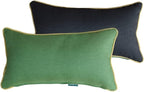 Rectangle Outdoor Lumbar Pillows,10x18 inches Waterproof Patio Pillows, Decorative Waist Pillows for Outdoor Furnitures, Set of 2, (Black and Green)