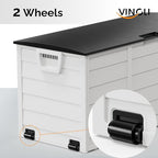 VINGLI 75 Gallon Outdoor Storage Box, Lockable Plastic Storage Containers with Lid, Patio Deck Box Furniture for Garden, Pool, Balcony, Yard (White)