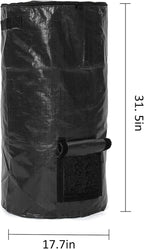 34 Gallon Garden Compost Bin Bag, Reusable Organic Fertilizer Fermented Bag with Lid,Collapsible Leaf Lawn Bags Gardening Container (Black)