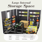 8x8 FT Resin Outdoor Storage Shed with Floor and Window, Outside Waterproof Plastic Garden Sheds w/Lockable Door & Vents, All-Weather Tool House for Patio, Backyard, Lawn, Dark Gray