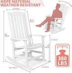 Outdoor Rocking Chairs Set of 4, Oversized All Weather High Back Porch Rocker, Patio Rockers for Outside
