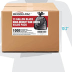 13 Gallon Trash Bags, 1000 Count Bulk Value Pack, Black Tall Kitchen Garbage bags, Multi-purpose Trash Can Bin Liners for Bathroom, Office, Industrial, Commercial, Janitorial, Municipal, Recycling