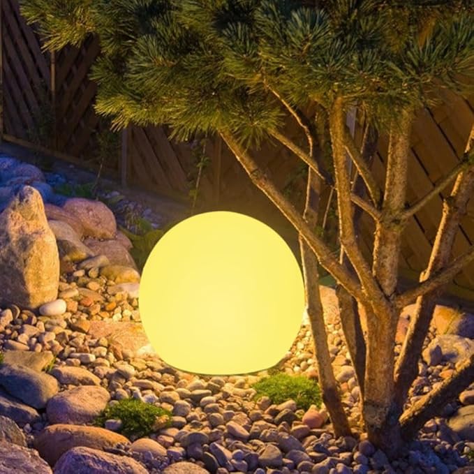 8-in Solar Globe Light Outdoor, Waterproof Solar Ball Light for Outside w/Remote, 16 RGB Color Changing Glowing Orb Lamp Landscape Lighting Mood Lamp w/Ground Stake for Garden Patio Yard Pathway Decor