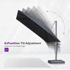 PURPLE LEAF 9 FT Cantilever Patio Umbrella with Base Outdoor Aluminum Offset Square Umbrella with 3 Years Fade Resistance Recycled Fabric and 360-degree Rotation for Deck Pool Garden, Mist Grey