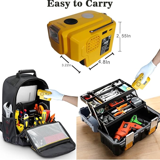200W Power Inverter for Dewalt 20V DC 20V to AC 110-120V Battery Inverter, Battery Powered Outlet with 1 USB Ports & 1 Type-C & 1 AC Outlet,LED Portable Power Station Charger Adapt