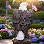 Bald Eagle Statue Outdoor - Large American Eagle Figurine for Garden, Yard, and Outside Decor | Majestic Realistic Hand-Painted Resin Sculpture, 24.4-Inch