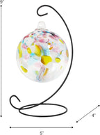 Dale Tiffany AC25001-D3 Rainbow Tree of Life Hand Blown Art Glass Ornament Witch Globe Gazing Ball, Spring, 3" Diameter with Hanging Stand
