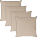 Covers & All Premium Square Throw Pillow Inserts with Covers Set of 4, 14 x 14 Inches Beige, Decorative Cushions for Couch Sofa Home Decor Office Travel UV Resistant Waterproof Soft Cushions Pillows