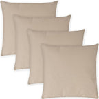 Covers & All Premium Square Throw Pillow Inserts with Covers Set of 4, 14 x 14 Inches Beige, Decorative Cushions for Couch Sofa Home Decor Office Travel UV Resistant Waterproof Soft Cushions Pillows