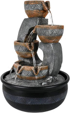 15.7''H Tabletop Water Fountain with LED Lights - Peaceful and Relaxing Water Sound - Small Desktop Waterfall Fountain for Home and Office Decoration