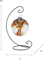 Dale Tiffany AC23189-D4 Rainbow Tree of Life Hand Blown Art Glass Ornament Witch Globe Gazing Ball, Royal, 4" Diameter with Hanging Stand
