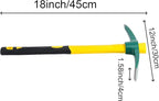 17.7 Inch Pick Mattock Hoe Heavy Duty, Gardening Hand Pick with Shock Absorption Rubber Handle and Forged Head, Pick Axe Hand Tool for Digging Weeding Prospecting Camping