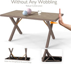 Aluminum Outdoor Dining Table - All-Weather Exposure, Waterproof and Rust-Proof Courtyard-Style Coffee Table Garden/Balcony/Poolside, Light Brown 1 Pcs