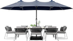 Joyside 15FT Large Patio Umbrella with Base Included, Outdoor Double Sided Umbrella, Rectangle Umbrella with Crank Handle, 12 Sturdy Ribs for Deck, Porch and Pool