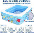 Kiddie Pool, 72"×58"×22" Inflatable Pool with Inflatable Soft Floor, Cool Summer Swimming Pool for Kids and Family, Blow Up Pool for Backyard, Garden, Indoor, or Outdoor