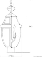 Urban Ambiance Luxury Colonial Outdoor Post Light, Large Size: 23" H x 12.5" W, with Tudor Style Elements, Versatile Design, Classy Aged Silver Finish and Beveled Glass, UQL1151