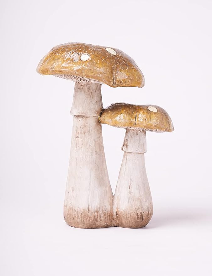 SEINHIJO Mushroom Decor Sculpture Garden Gifts Statue Outdoor Fairy Figurine Modern Patio Arts Polyresin 7.1inch