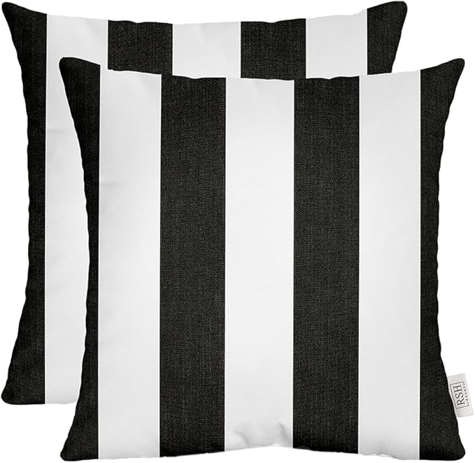 RSH DECOR: Sunbrella Square Throw Pillows Set of 2 | 17" x 17" | Water and Fade-Resistant Performance Fabric | Outdoor Pillow Covers with Down-Alternative Inserts | Cabana Classic
