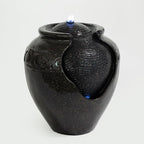 17.7 in. Glazed Pot Water Fountain with LED Light, Provide Indoor and Outdoor Water Features for Gardens、Backyard、Living Rooms、 Offices (Black Gold)