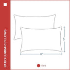 Indoor Outdoor Lumbar Pillows,Waterproof Outdoor Pillows Set of 2 for Patio Furniture,12×20 Inch,Red