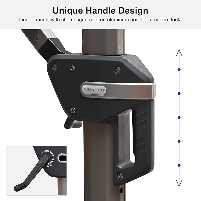 PURPLE LEAF 10' X 13' Patio Umbrella, Rectangle Outdoor Cantilever Umbrella, Aluminum Offset Umbrella with Champagne Frame and 360° Rotation for Pool Deck Garden, Navy Blue