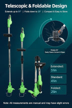 Cordless String Trimmer, Weed Wacker, Nylon Trimmer Head as Its Core Cutting Accessory, Telescopic Shaft and Foldable, 2 x Batteries, String Trimmer Cordless for Lawn, Garden and Yard, Green