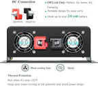 WZRELB 3500Watts Pure Sine Wave Power Inverter 24VDC to 120VAC 7000W Peak Dual AC Outlets 2× 2.4A USB Port &Hardwire Terminal Off-Grid Solar Converter RV Trucks