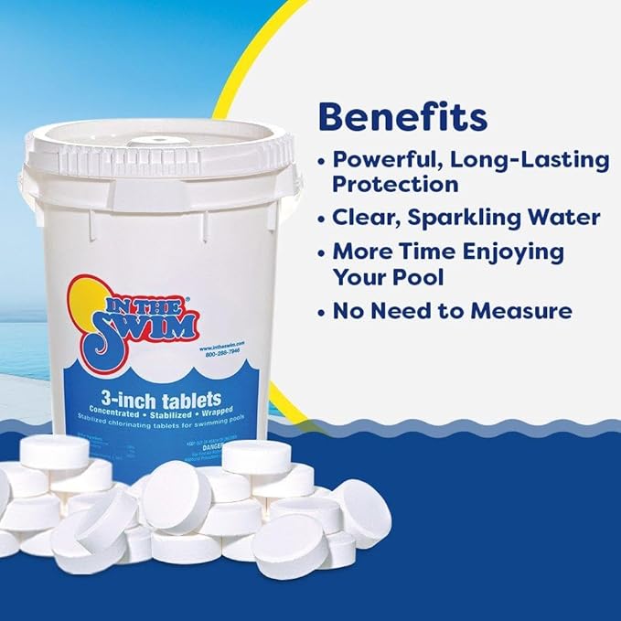 In The Swim Super Chemical Value Kit and Chlorine Bundle - Pre-Measured Kit for Seasonal Maintenance - 50lb Bucket 3-Inch Chlorine Tablets - Inground and Above Ground Pools Up to 35K Gallons